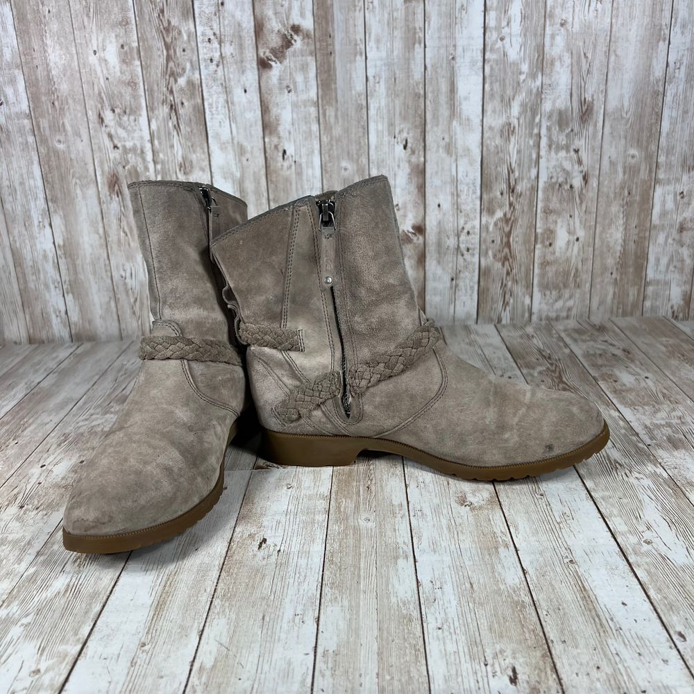 Teva Suede Ankle Boots with Braided Detail Casual Comfort Flat‎ Boots Size 7.5 - Picture 6 of 8
